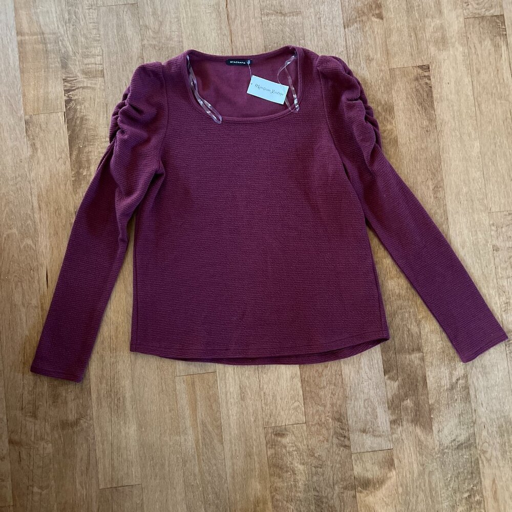 Staccato thermal knit puff sleeve top, size L